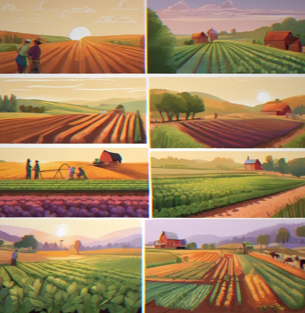 Four crop illustrations in a sequence showing color progression from common to rare variants